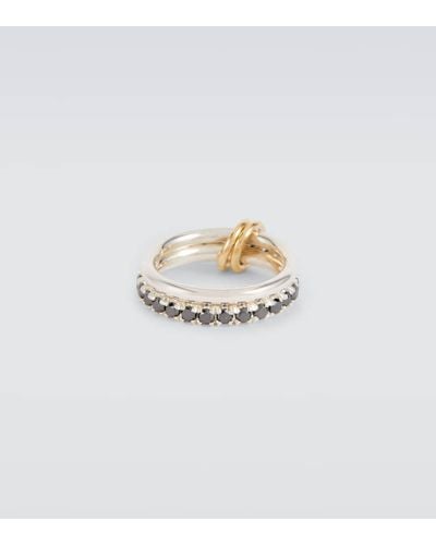 Spinelli Kilcollin Ring Enzo SG Noir aus Sterlingsilber und 18kt Gelbgold mit Diamanten - Weiß