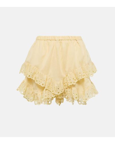 Isabel Marant Kaddy Embroidered Cotton Shorts - Natural