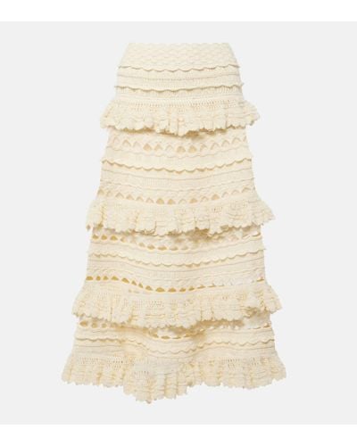 Zimmermann Waverly Ruffled Crochet Midi Skirt - Natural