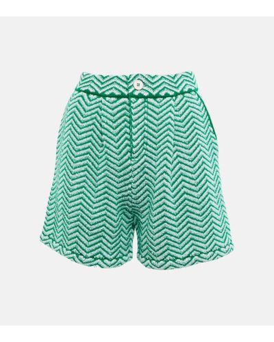 Barrie Shorts de cachemir y algodon de chevron - Verde