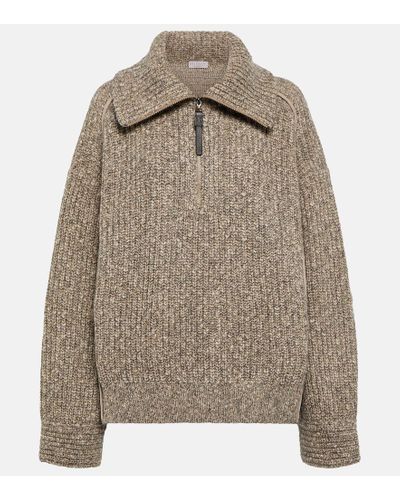Brunello Cucinelli Sparkling Chine Wool-blend Sweater - Brown