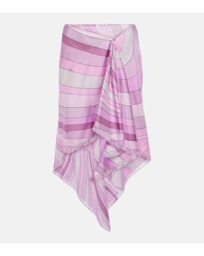 Emilio Pucci Iride Asymmetric Silk Miniskirt - Pink