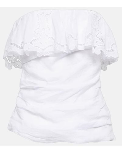 Isabel Marant Kesha Embroidered Ramie Top - White