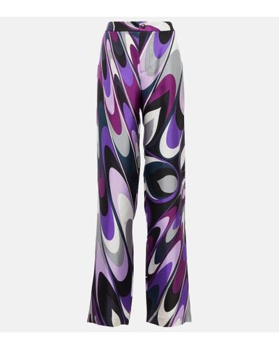 Emilio Pucci Printed Silk Pants - Purple