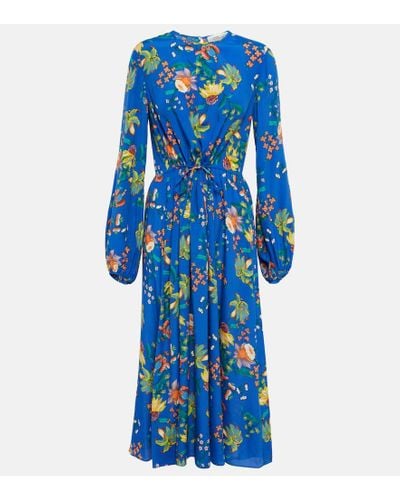 Diane von Furstenberg Sydney Midikleid Aus Crêpe De Chine Mit Blumenprint - Blau
