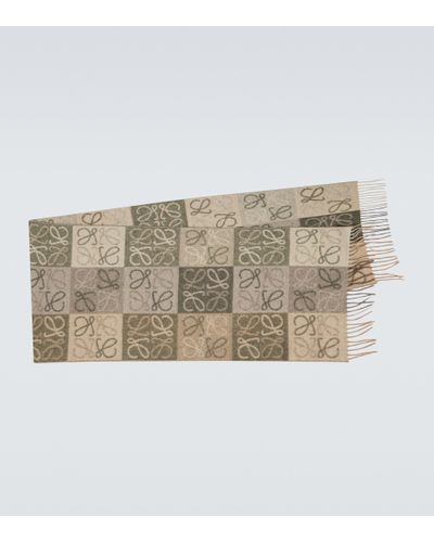 Loewe Anagram Wool And Cashmere Scarf - Natural