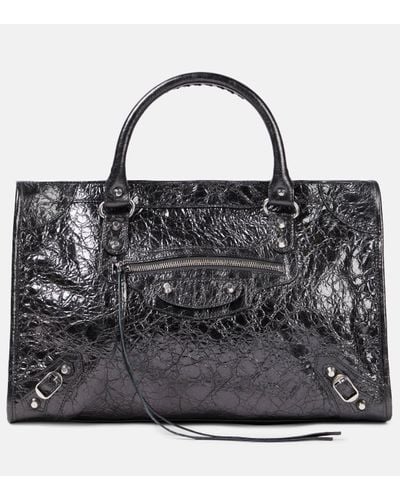 Balenciaga Le City Medium Leather Shoulder Bag - Black