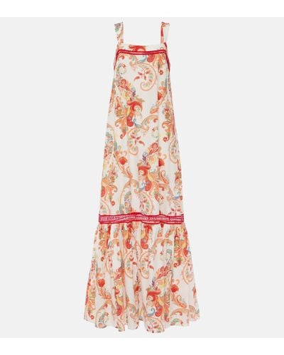 Etro Paisley Cotton And Silk Maxi Dress - Red