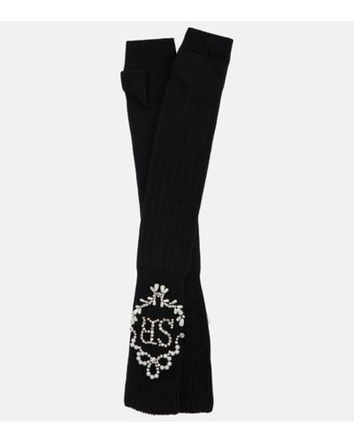Simone Rocha Embellished Cotton-blend Fingerless Gloves - Black