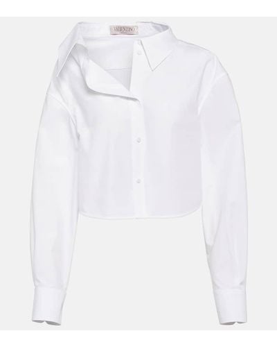 Valentino Camisa asimetrica cropped de algodon - Blanco