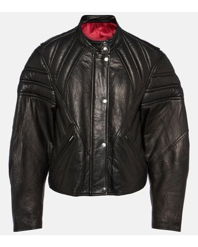Isabel Marant Padded-panels Leather Jacket - Black