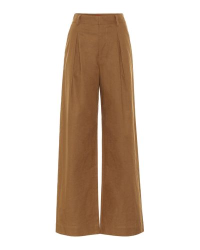 STAUD Bruco High-rise Linen-blend Trousers - Brown