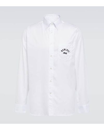 Berluti Camicia Alessandro in cotone con logo - Bianco