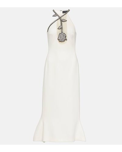 David Koma Crystal-embellished Cady Midi Dress - White