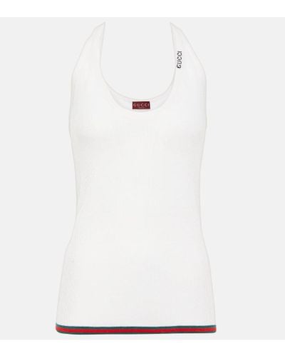 Gucci Tank top in cashmere e seta a coste - Bianco