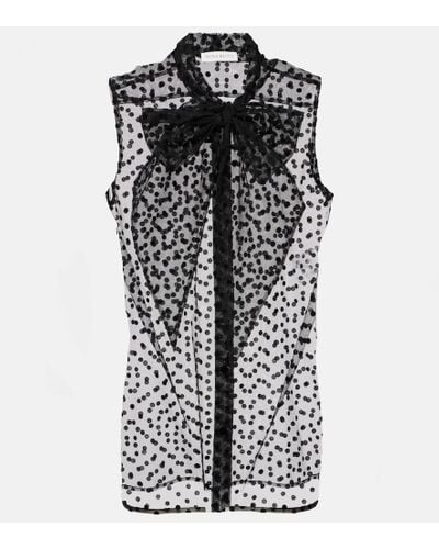 Nina Ricci Bow-detail Tulle Shirt - Black