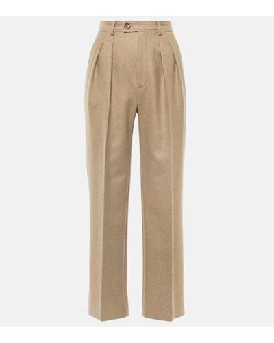 Loro Piana High-rise Wool And Cashmere Suit Pants - Natural