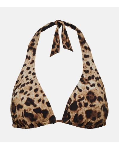 Dolce & Gabbana Leopard-print Bikini Top - Natural