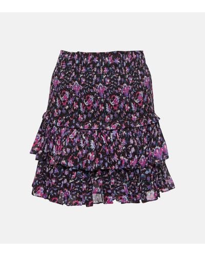 Isabel Marant Naomi Smocked Cotton Miniskirt - Purple