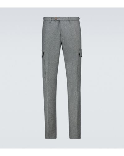 Thom Sweeney Flannel Cargo Pants - Gray