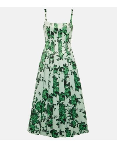 Emilia Wickstead Adele Floral Taffeta Midi Dress - Green