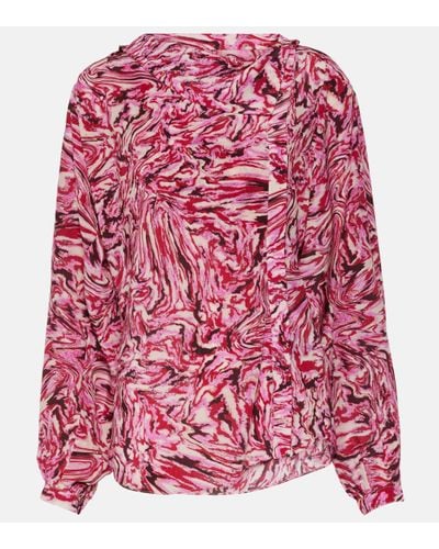 Isabel Marant Tiphaine Printed Silk Blouse - Red