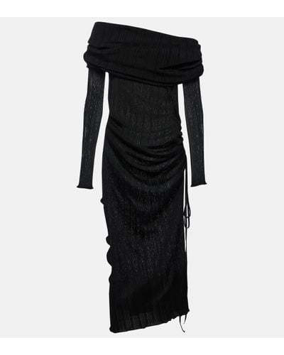 Alaïa Draped Off-shoulder Maxi Dress - Black