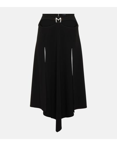 Mugler Logo Asymmetric Midi Skirt - Black