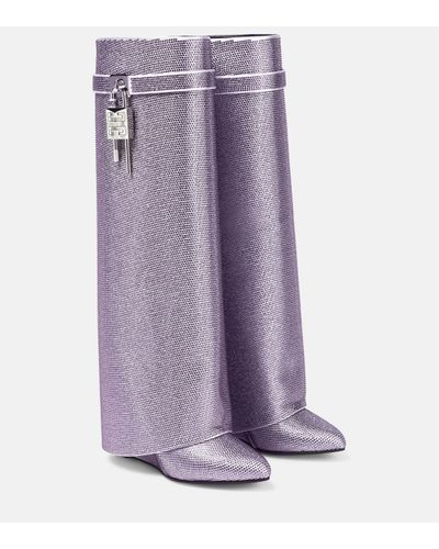 Givenchy Shark Lock Strass Knee-high Boots - Purple