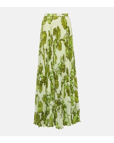 Etro Printed Pleated High-rise Maxi Skirt - Green