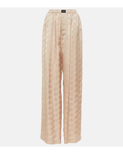 Balenciaga Pantaloni in jacquard di raso BB Monogram - Neutro