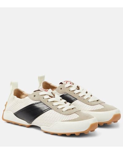 Tod's Leather And Suede-trimmed Sneakers - White