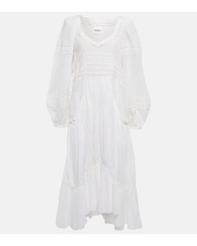 Isabel Marant Vestido Melia de algodon con volantes - Blanco