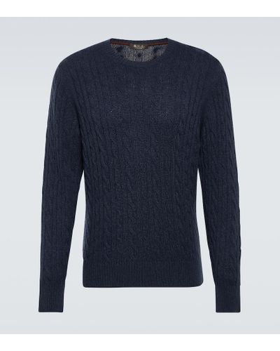 Loro Piana Jersey de cachemir trenzado - Azul