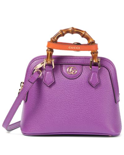 Gucci Diana Mini Leather Tote Bag - Purple