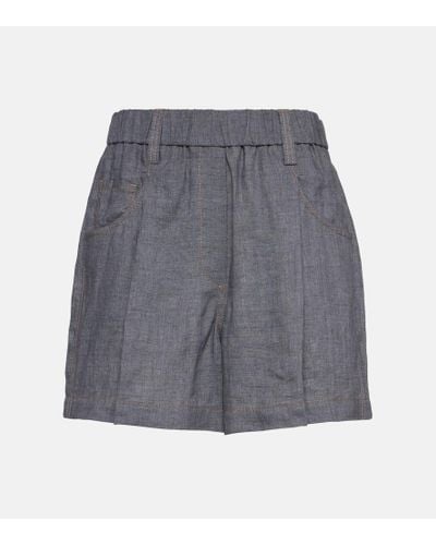 Brunello Cucinelli Shorts de lino - Gris
