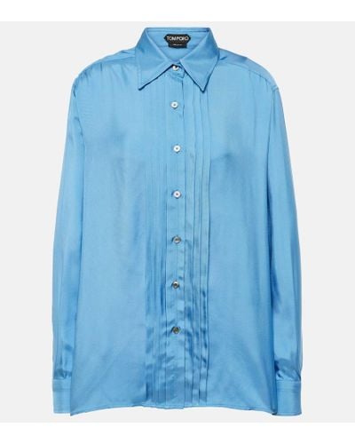Tom Ford Camicia in twill - Blu