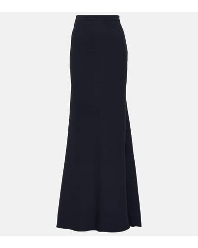 Valentino Falda larga de seda de tiro alto - Azul