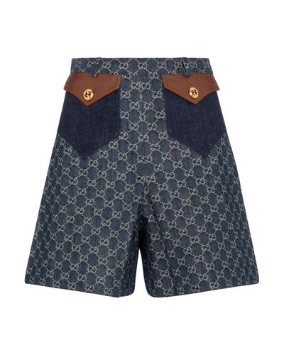 Gucci GG Jacquard Denim Shorts in Blue - Lyst