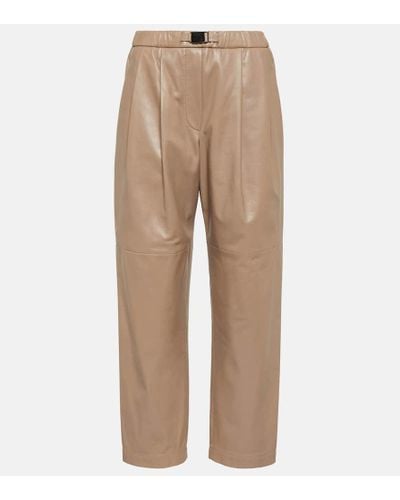 Brunello Cucinelli Mid-rise Leather Pants - Natural
