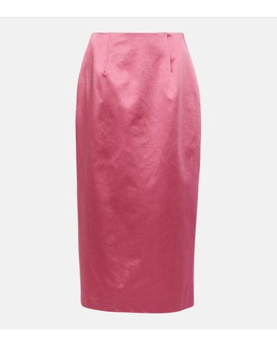 Carolina Herrera Satin Midi Skirt - Pink