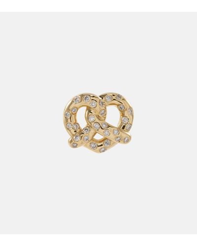 Sydney Evan Pretzel 14kt Gold Single Stud Earring With Diamonds - Metallic
