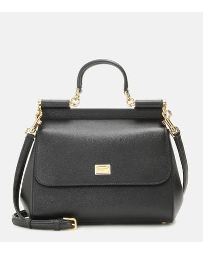 Dolce & Gabbana Sicily Medium Leather Shoulder Bag - Black