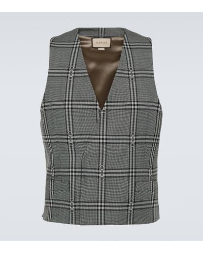 Gucci Checked Wool Vest - Grey