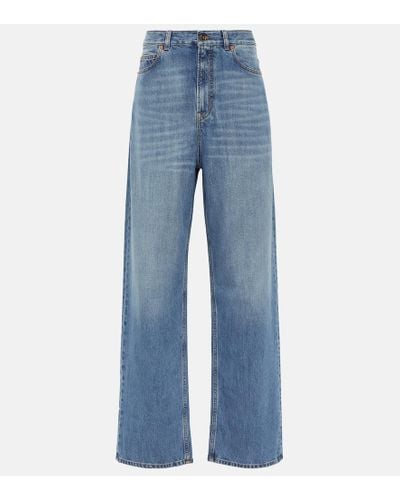 Valentino High-Rise Wide-Leg Jeans - Blau
