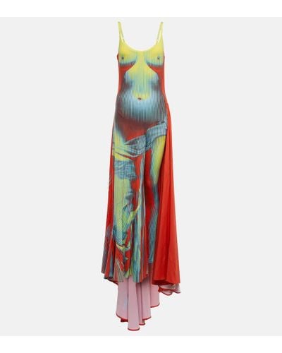 Y. Project X Jean Paul Gaultier vestido largo Body Morph - Rojo