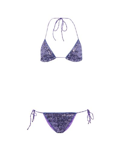 Oséree Oseree Sequin-embellished Triangle Bikini - Blue