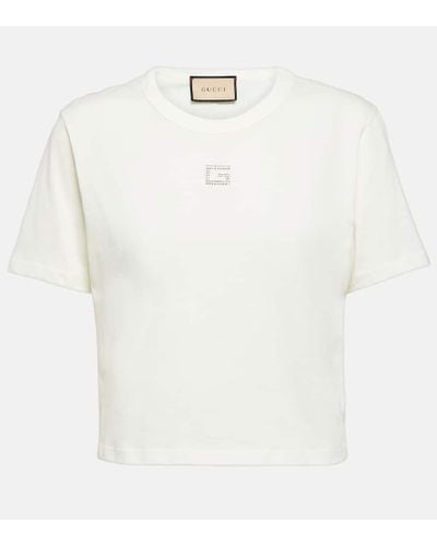 Gucci T-shirt G Quadro con strass - Bianco