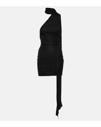 Alex Perry Scarf-detail Open-back Jersey Minidress - Black