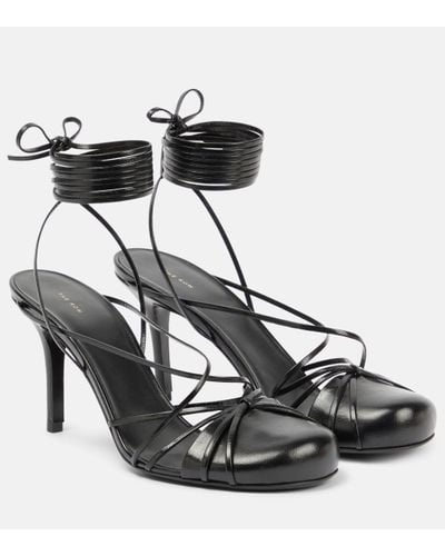 The Row Joan Leather Sandals - Black